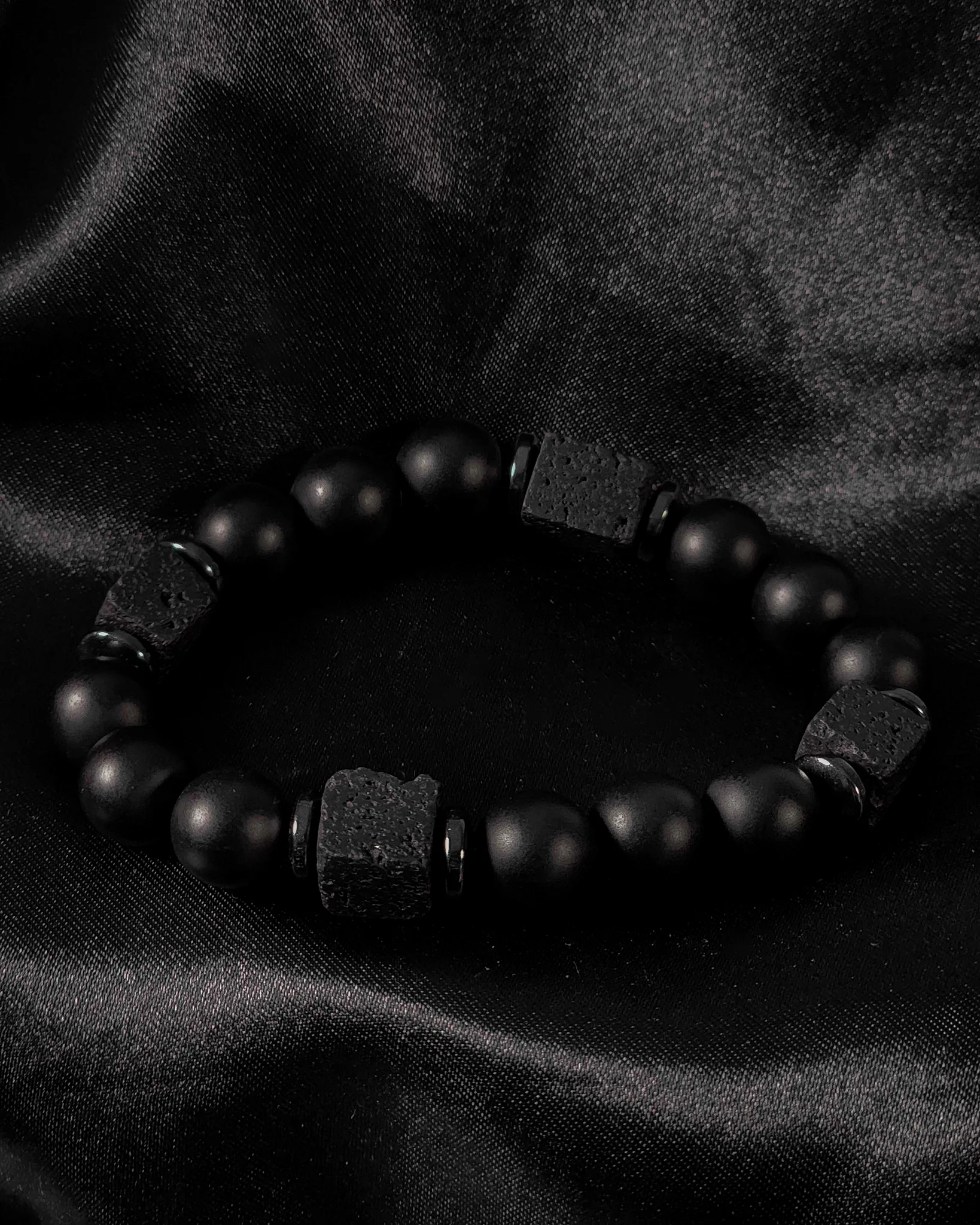 Onyx & Lava Stone Beaded Bracelet product image (1)