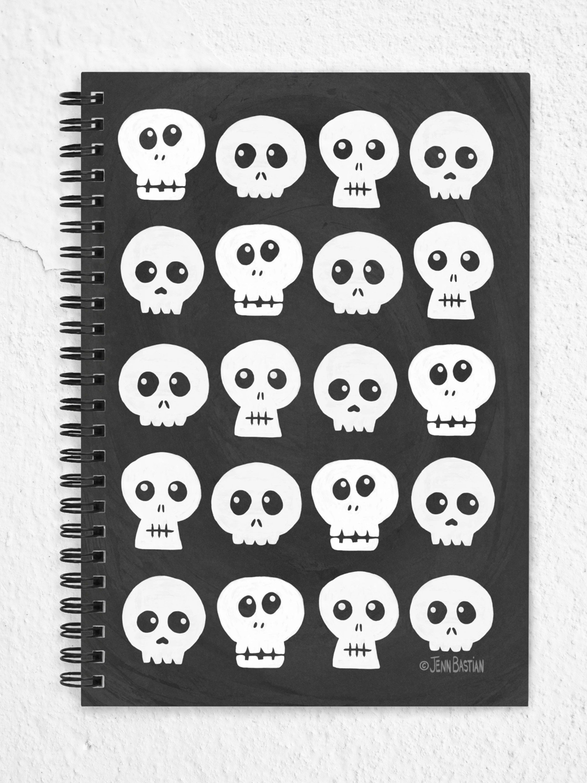 SPIRAL BOUND NOTEBOOK - WHITE SKULLS product image (1)