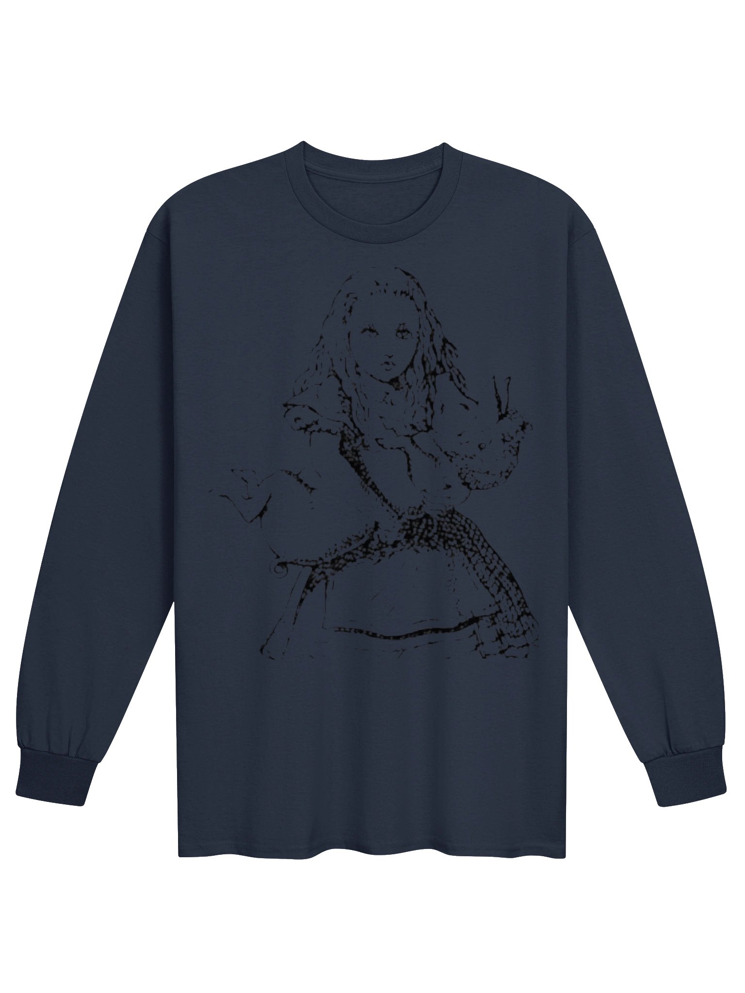 Alice and Pig + We're All Mad Here Unisex Cotton Long Sleeve Shirt, Original John Tenniel Illustration product image (5)