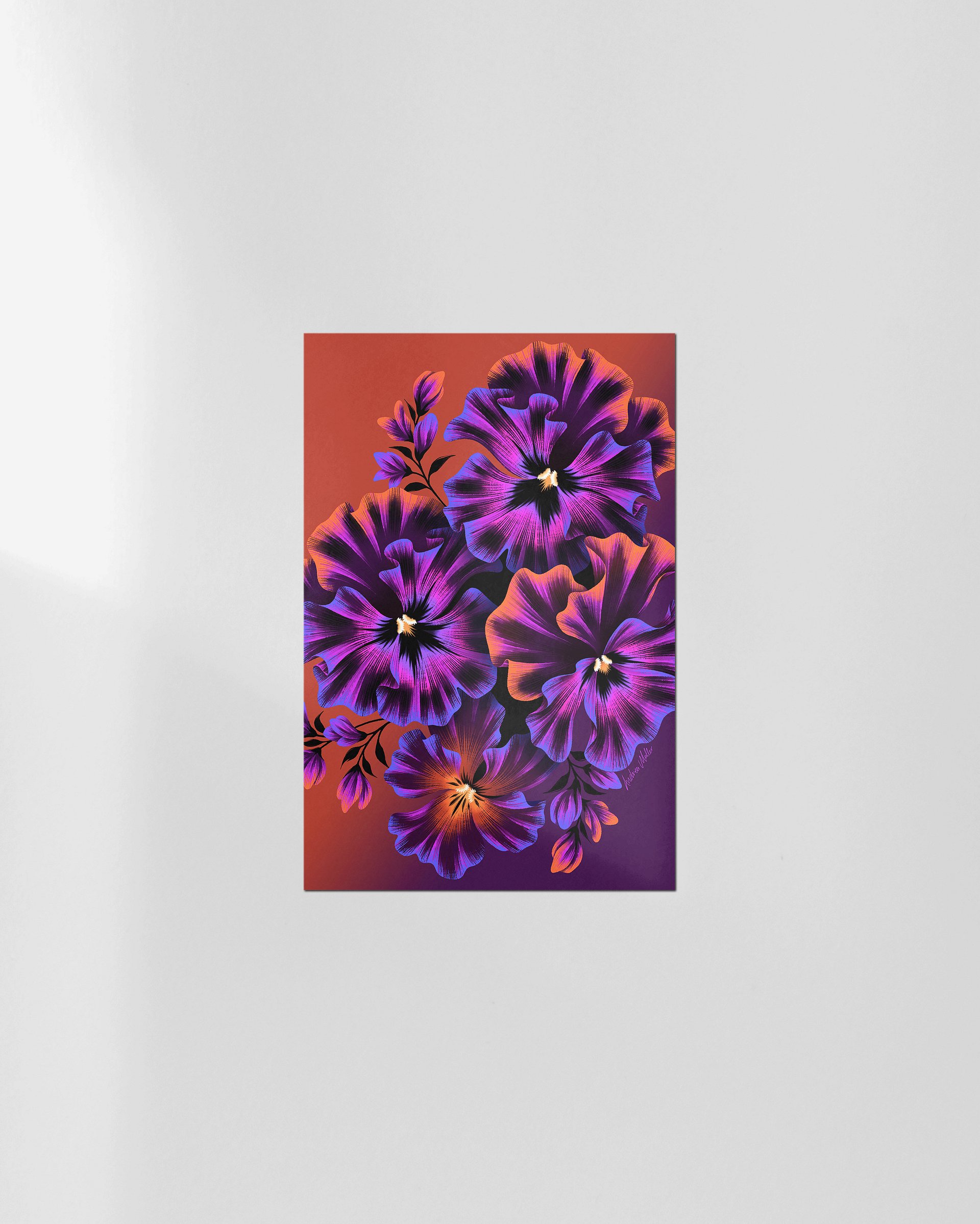 Pansies Art Print - Purple / Burnt Orange product image (2)