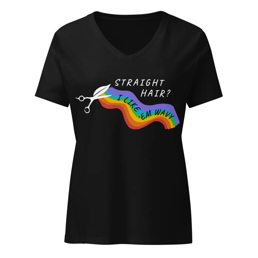 Straight Hair? I like 'em wavy! Pride V-Neck product image (1)