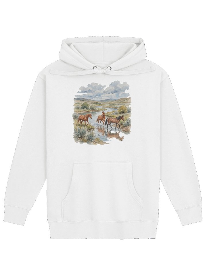Horses by Lake frame hoodie product image (57)