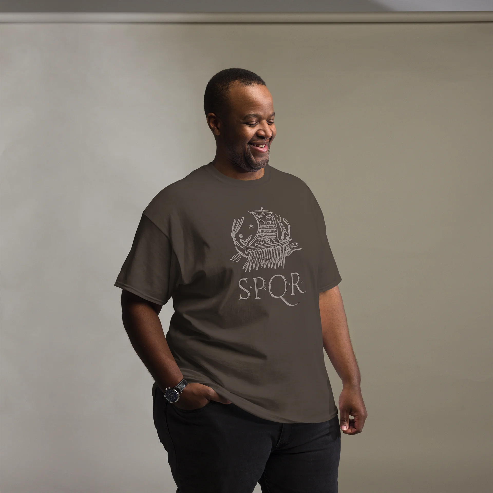 SPQR Galley Roman Art from 43 BC, Dark Chocolate T-Shirt product image (8)