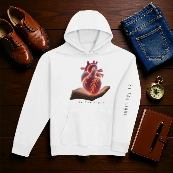 Anatomical Heart Hoodie Be The Light | Bible Verse Lane Seven Pullover product image (1)