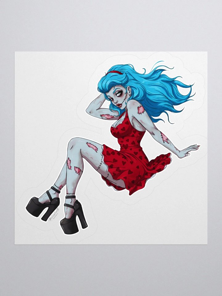 V4 Zombie Pinup Kiss Cut Stickers (White Edge) product image (1)