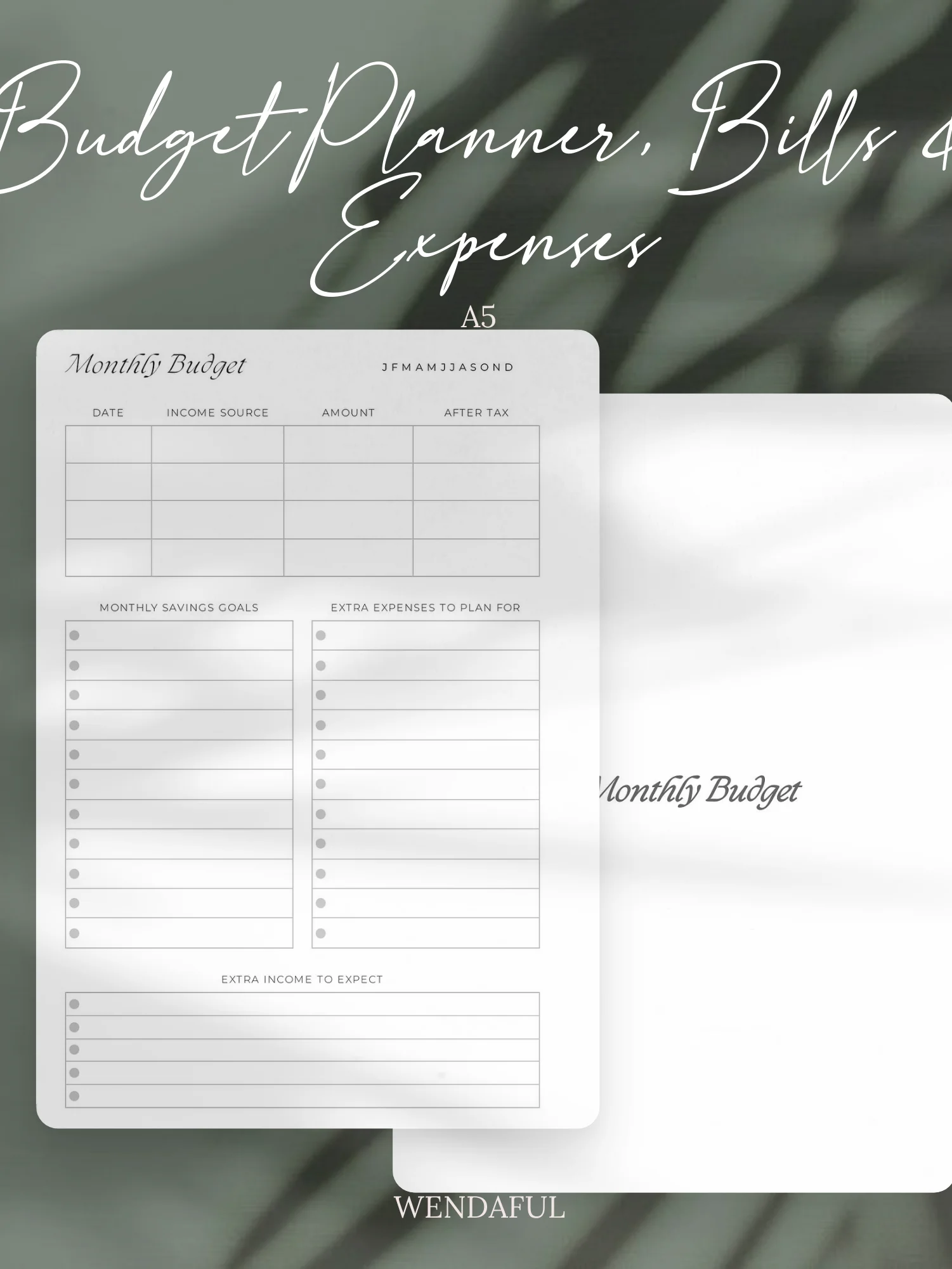 A5 Monthly Budget and Expense Tracker Inserts | Financial Planning | Printable product image (1)