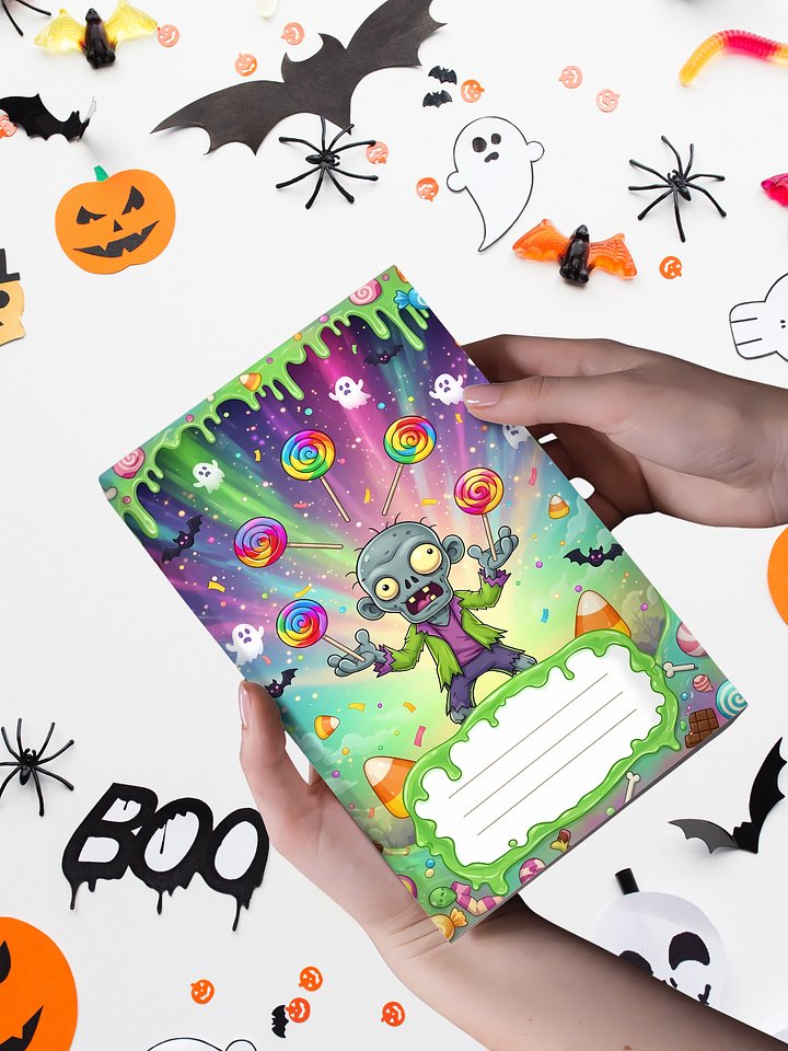 Funny Zombie Halloween Composition Notebook Cover — Digital Printable, KDP-Ready product image (1)