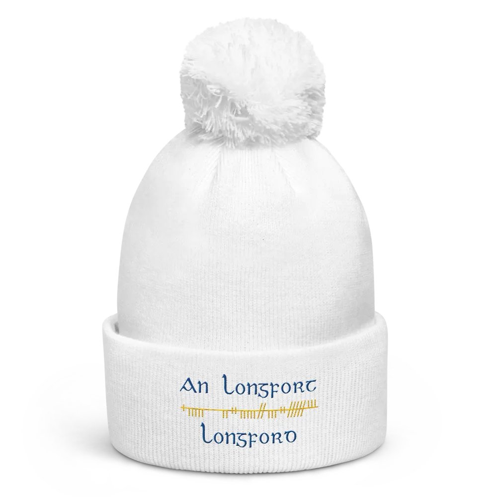 Longford/An Longfort Orthodox style Ogham embroidered Pom-Pom Beanie product image (6)