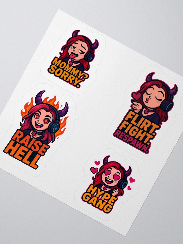 BreezyBubblez Devil Gamer Girl Sticker Set – 4-Pack product image (2)
