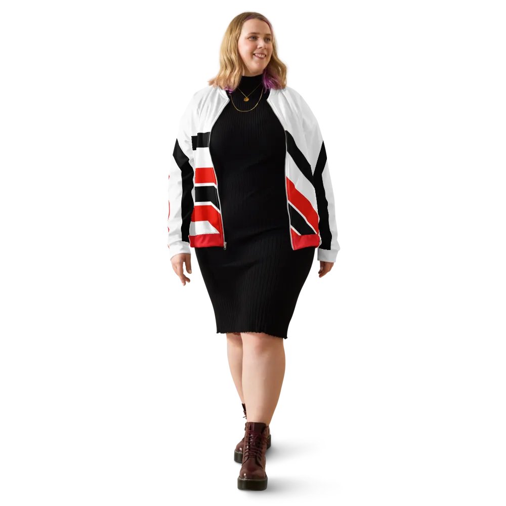 Red/Black/White Bent Lines Unisex Bomber Jacket product image (1)