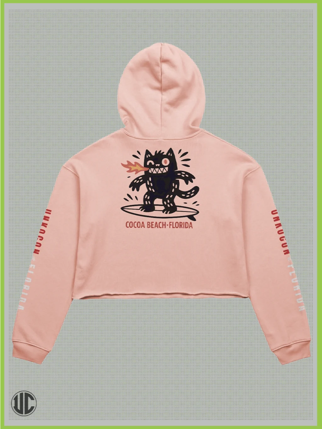 Cocoa Beach Crop Hoodie for Women – Cute Surf Graphic, Streetwear Fit, Soft Cotton Pullover product image (1)