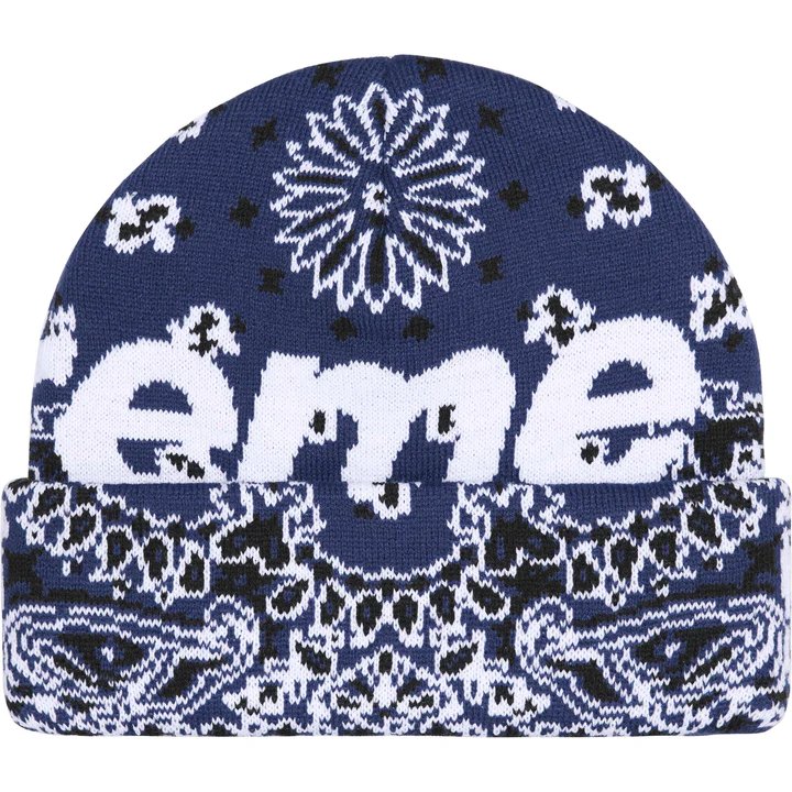 Supreme Navy Big Logo Bandana Beanie product image (2)