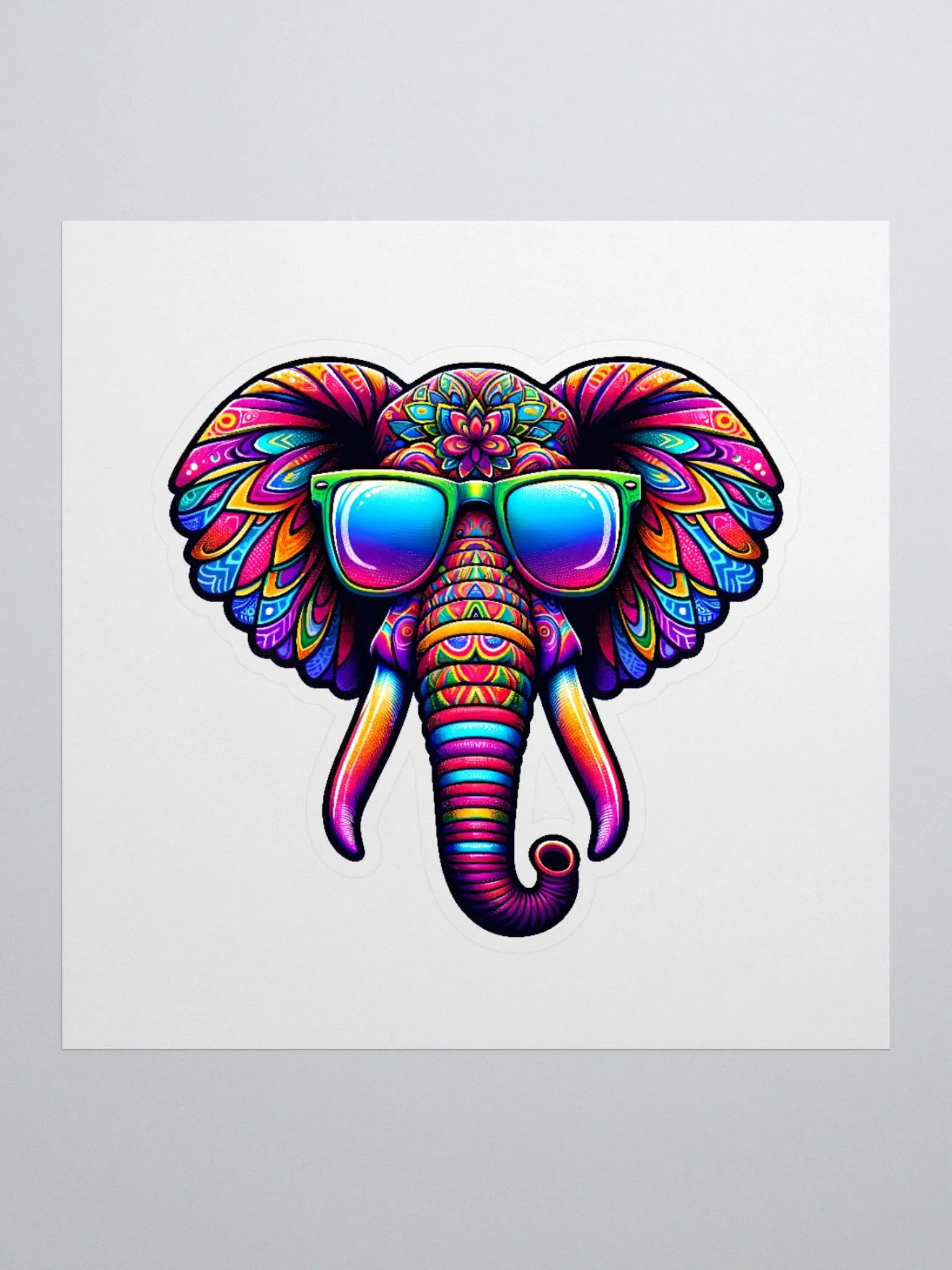 Vibrant Psychedelic Elephant Sticker product image (2)