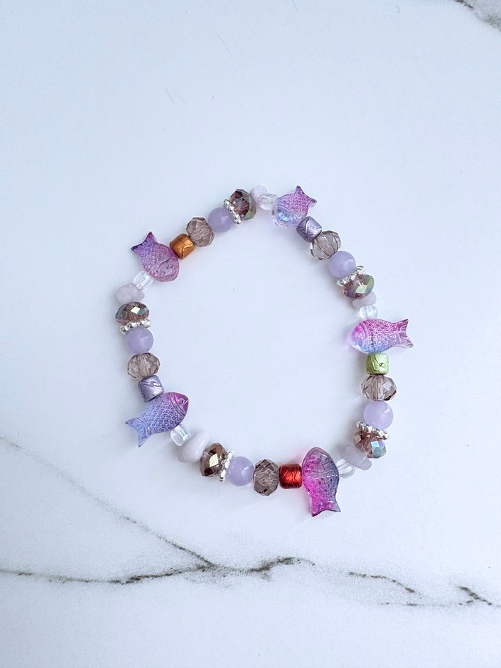 MFD-00062 | Handmade 7.5" Glass Fish Bead Bracelet | Coastal Charm Jewelry by Monique Faella Designs™ product image (1)