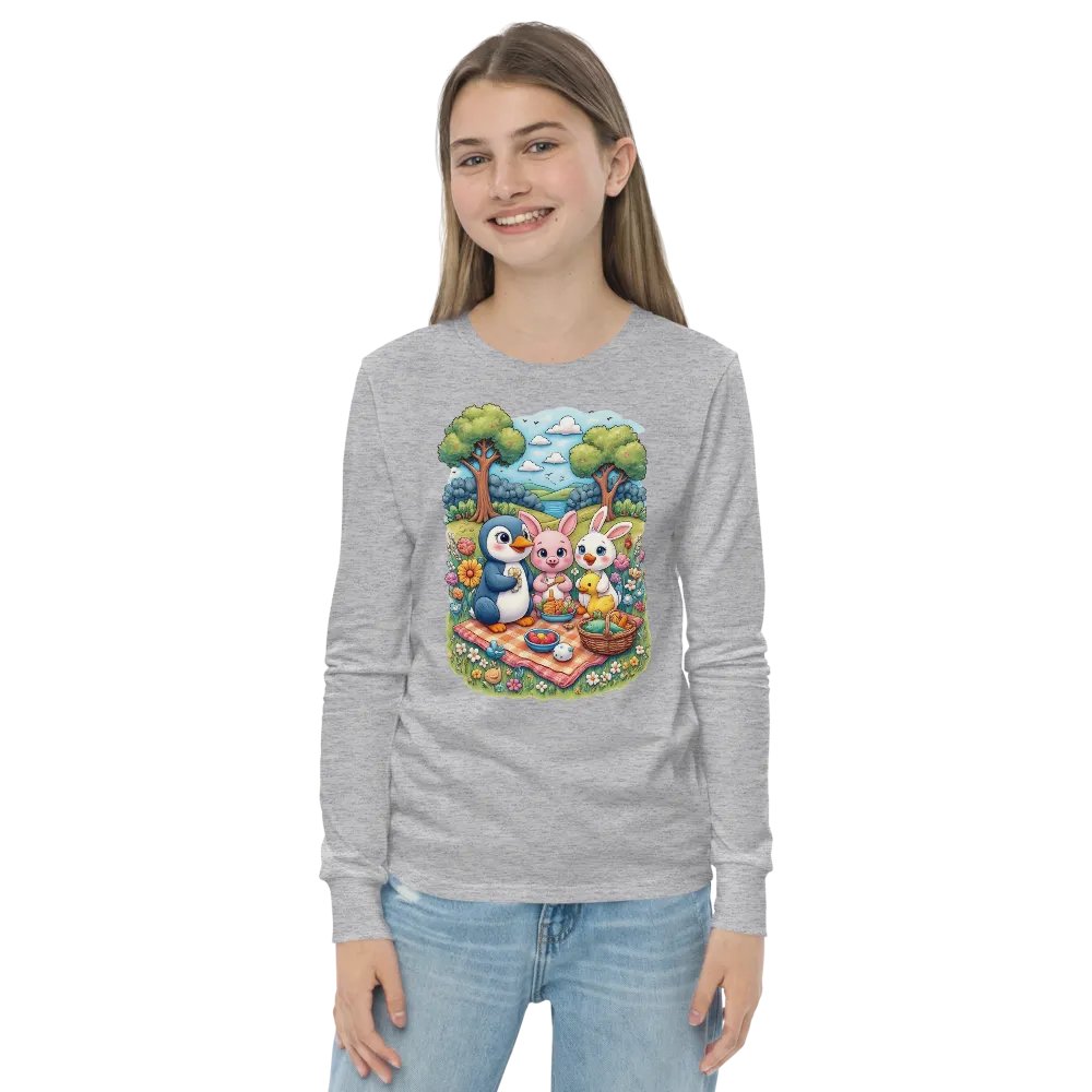 Whimsical Baby Animal Picnic Party Youth Long Sleeve Tee product image (20)