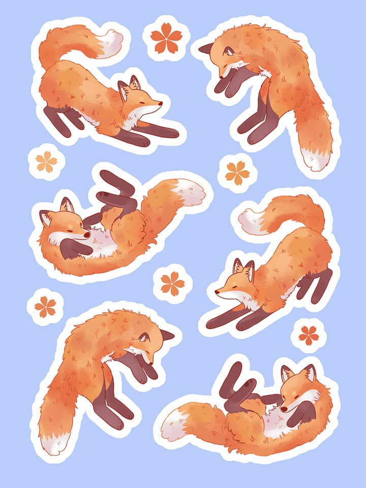 Playful Foxes Kiss Cut Sticker Sheet product image (2)