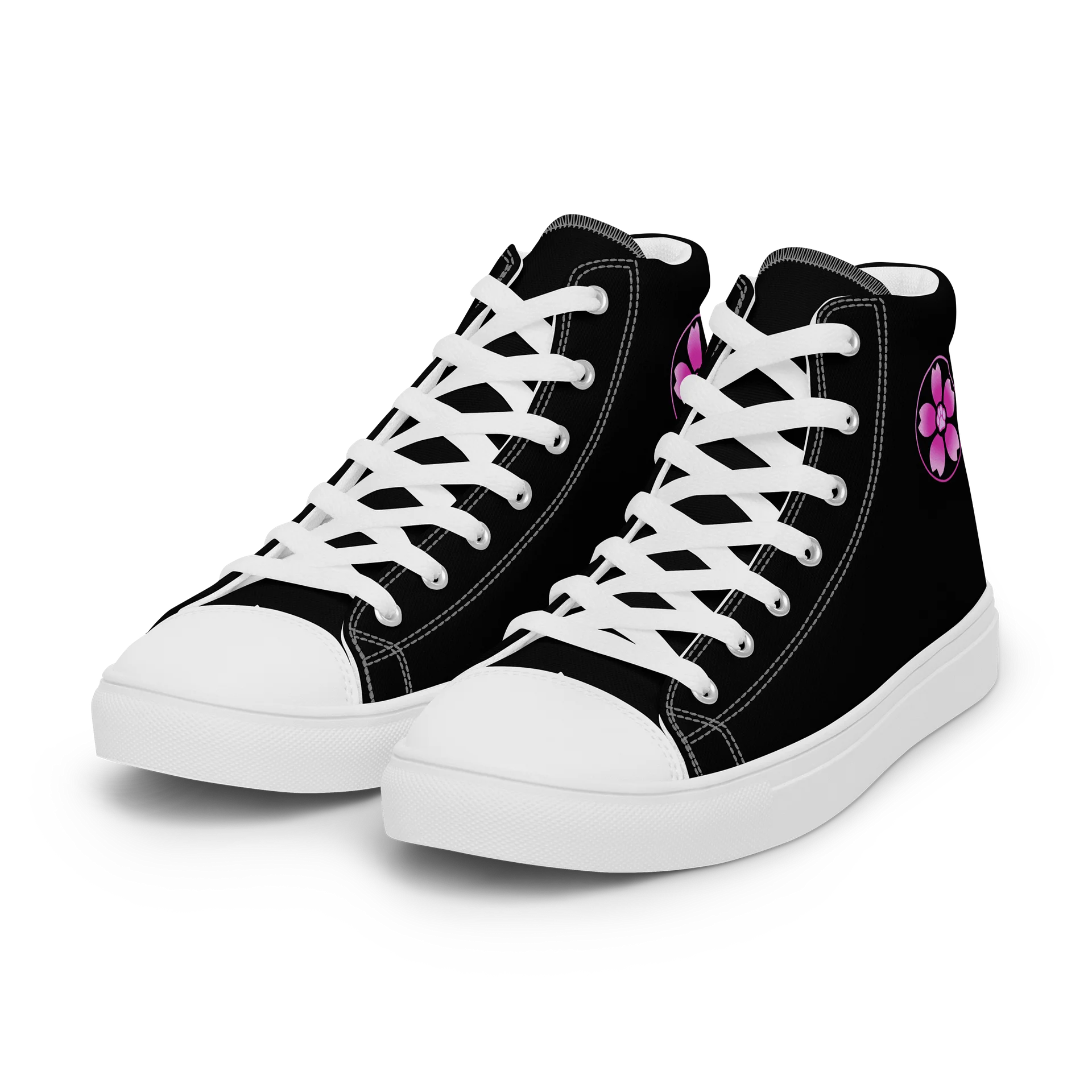 Moo Cherry Pawsom Logo Women's High-Canvas Shoes (Black) product image (6)