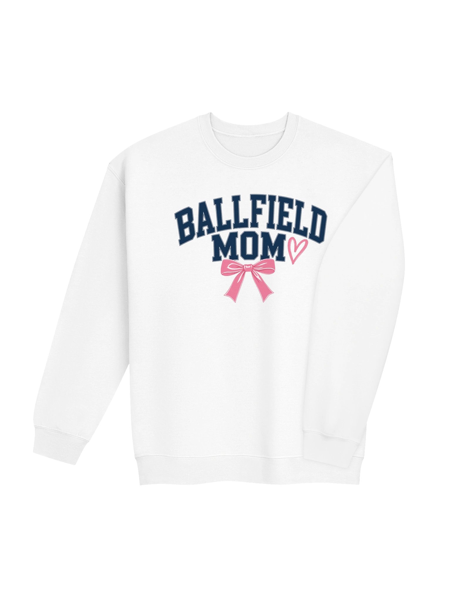 Ballfield Mom Bow & Heart Sweatshirt | Navy Varsity Pink Bow Crewneck product image (4)