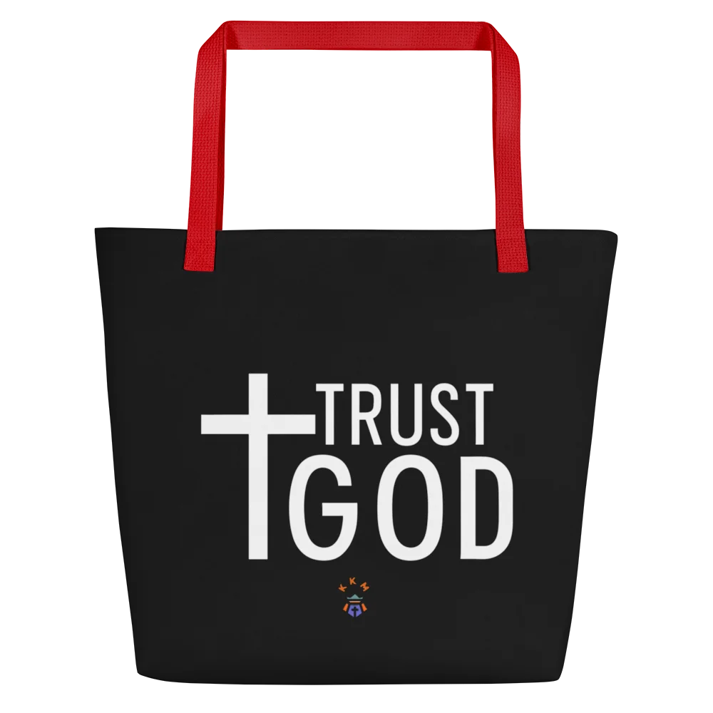 Trust God Tote Bag with Pocket - Black product image (1)