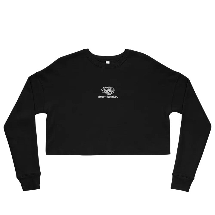 BUSY-BRAINED (white thread) embroidered fleece cropped crew product image (6)