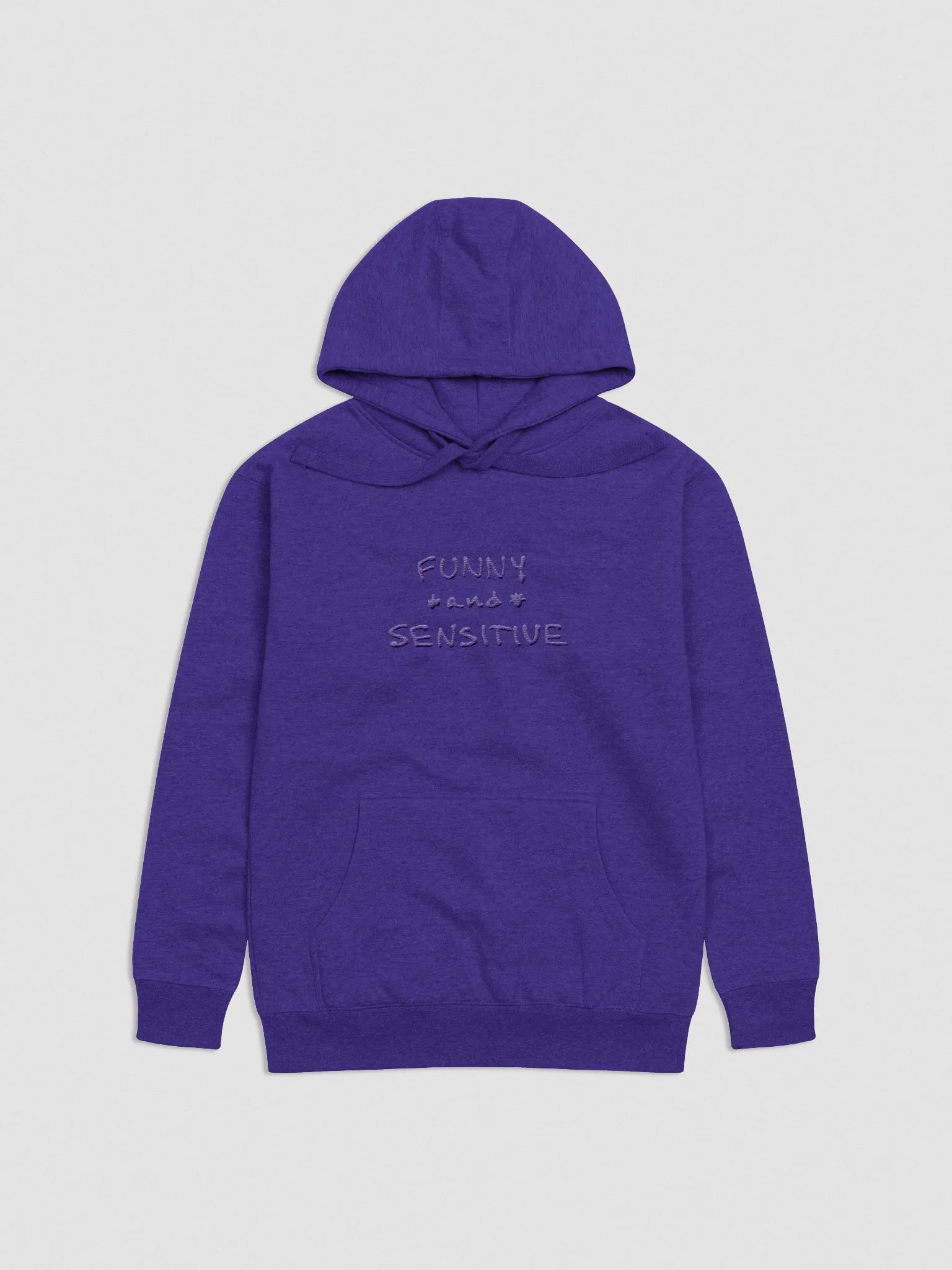 FUNNY *and* SENSITIVE monochrome purple embroidered heavyweight hoodie product image (1)