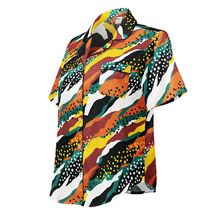 Terracotta & Teal Abstract Safari Pattern | Vibrant All-Over Print Women's Short Sleeve Pajama Top product image (1)