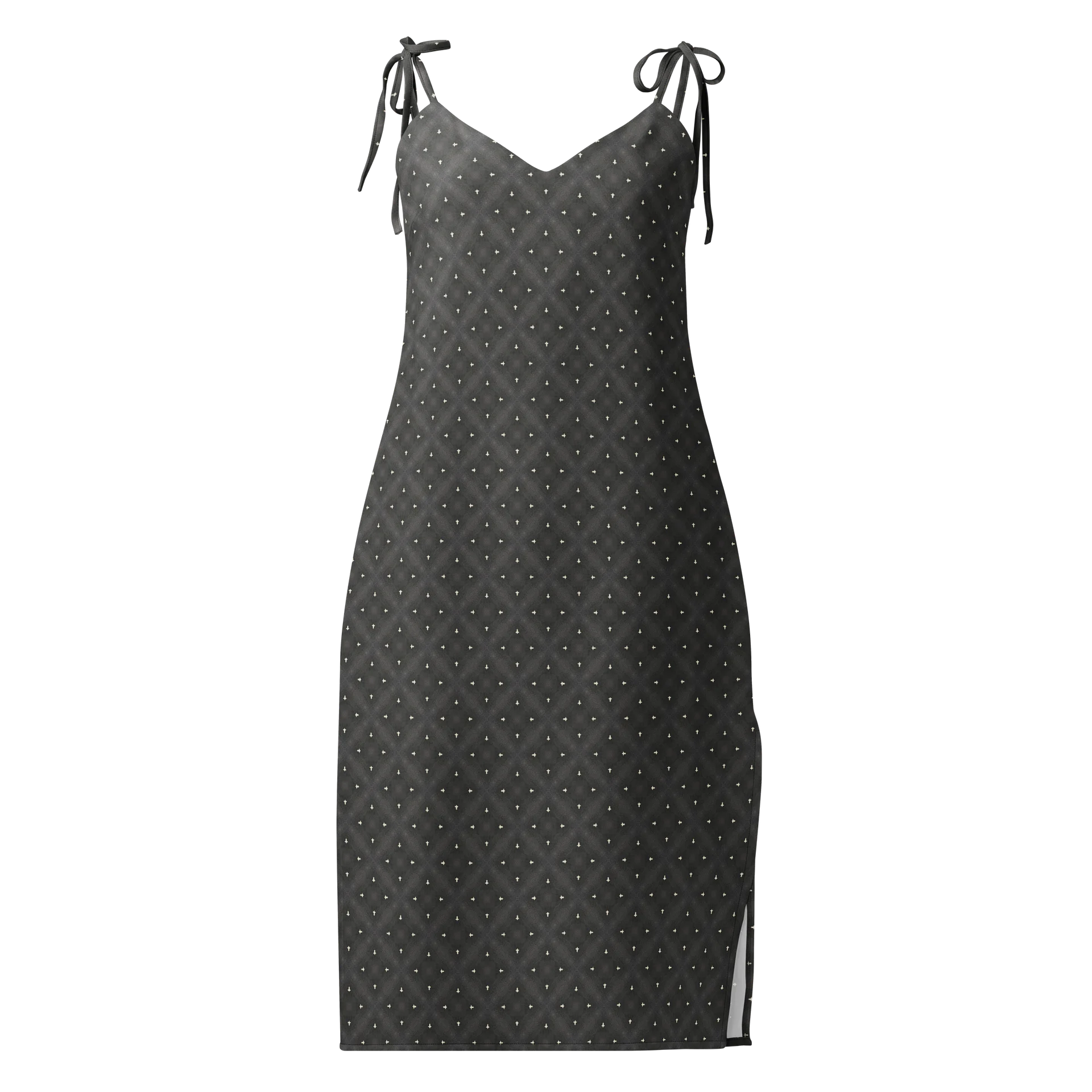 Dark Gray Textured All-Over Print Slip Dress product image (2)