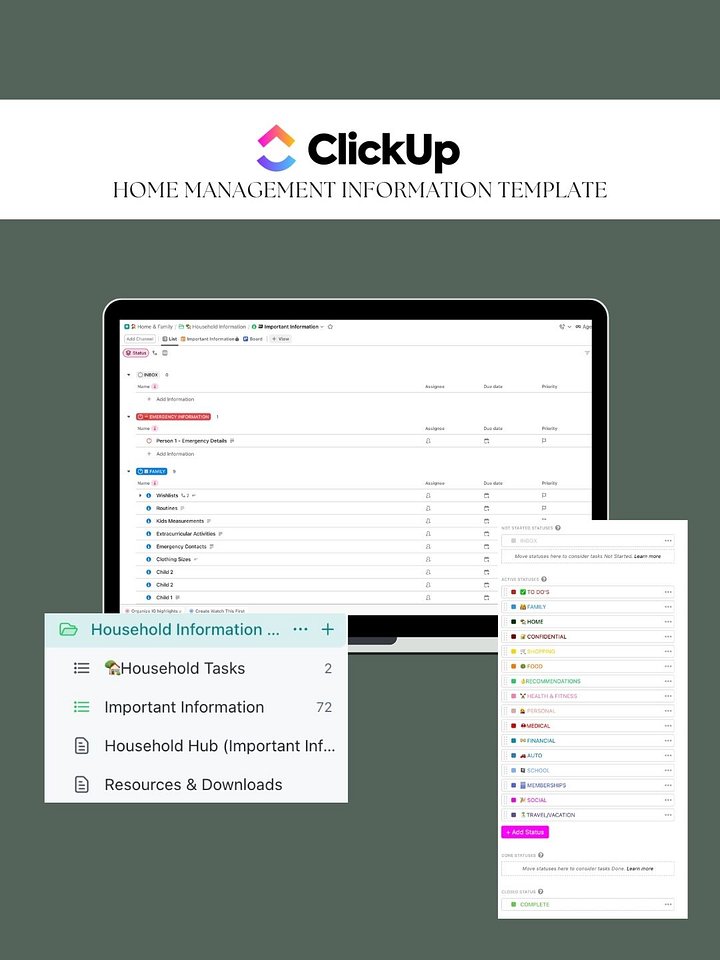 ClickUp Household Information Template product image (1)