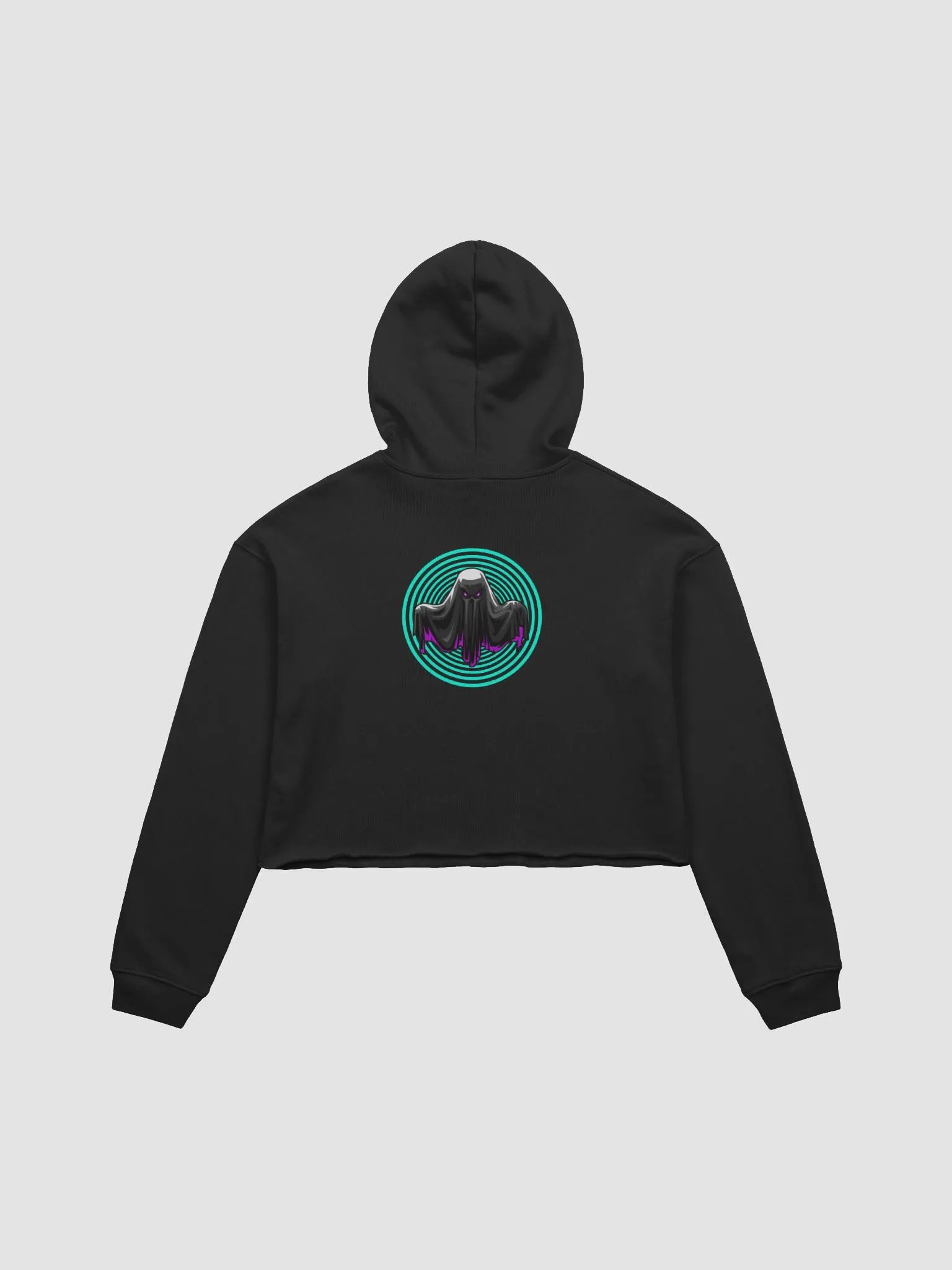 Cyan Rib Crop Hoodie- Black product image (2)