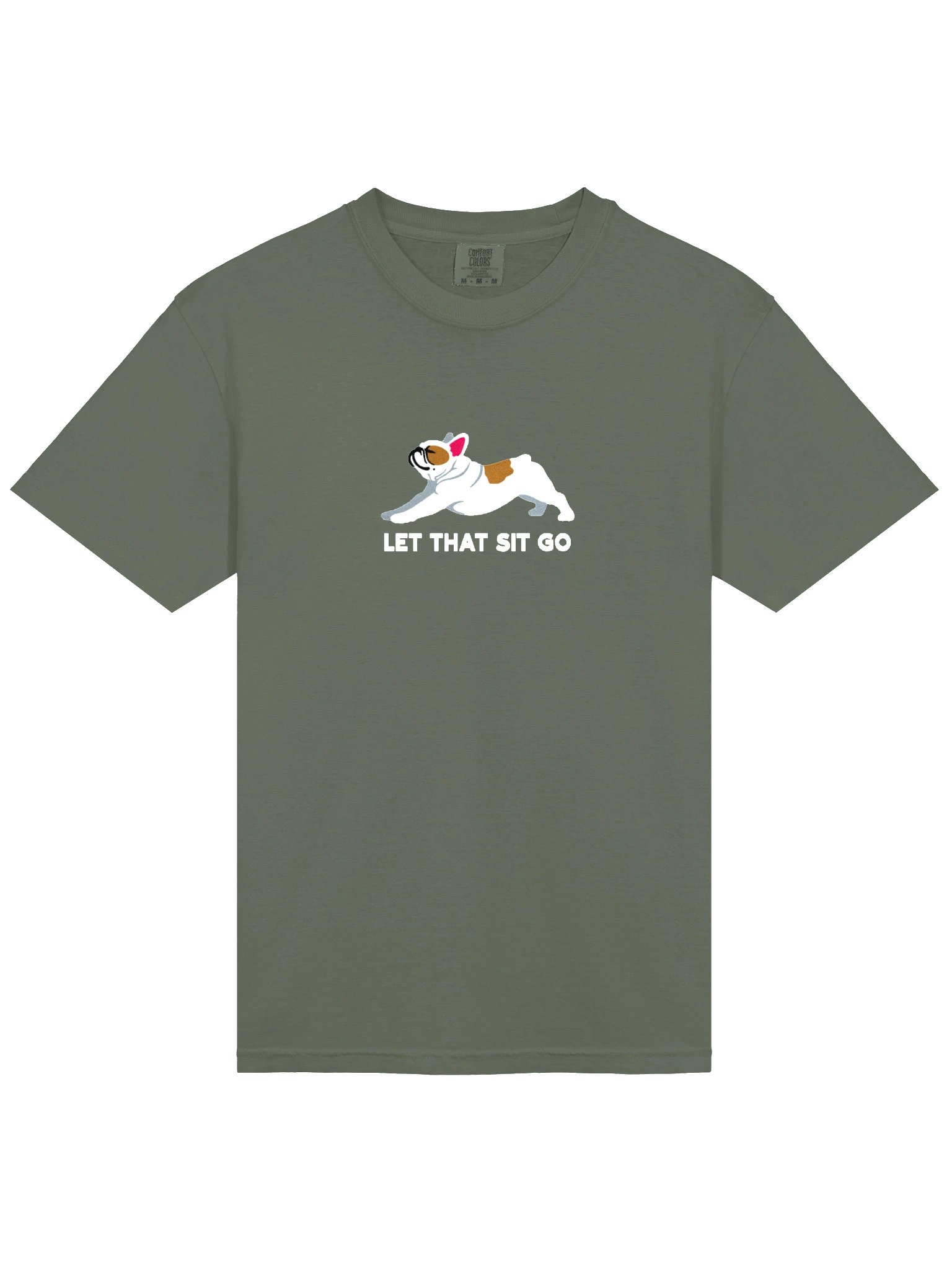 Let that Sit Go T-Shirt(Embroidered) of a French Bulldog(Pied Brown) product image (6)