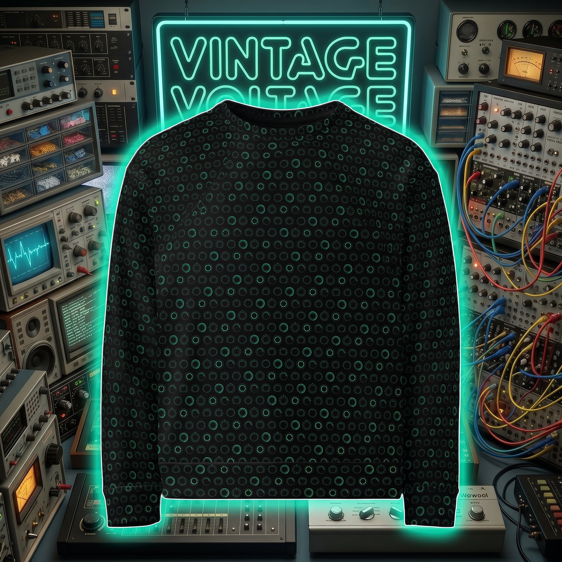 Synthesis Controls Sweatshirt - (7 Modular Synth Dials) BIOLUM product image (9)