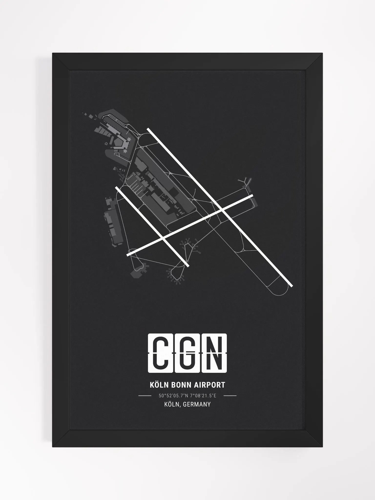 Framed Airport CGN Premium Map On Matt Paper product image (1)