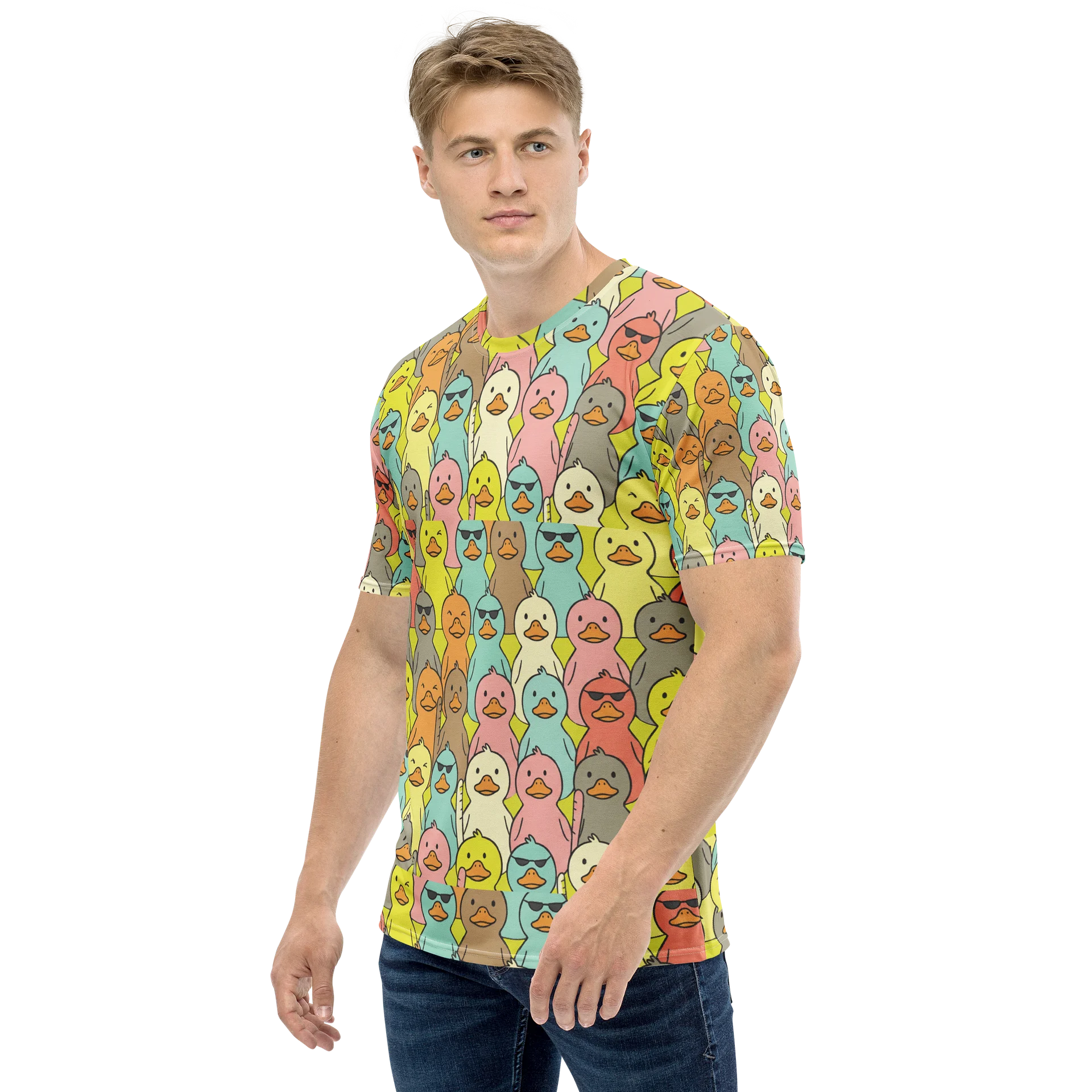 Fun Duck Pattern Graphic T-Shirt for Men | Vibrant All-Over product image (3)