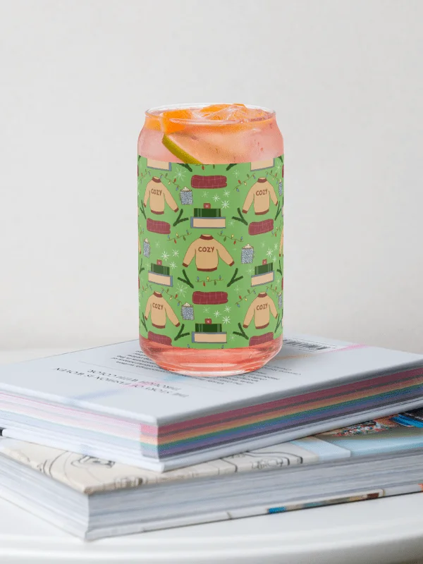 Cozy Winter Pattern in Green Glass Tumbler product image (1)