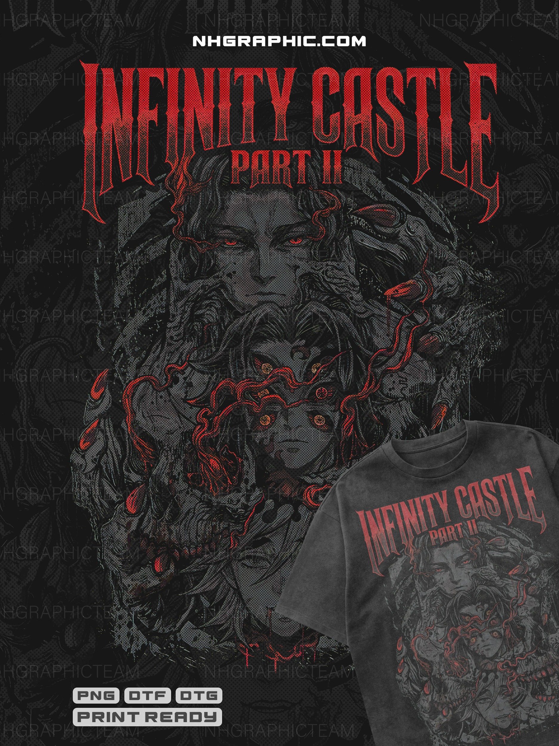 8 Demon Slayer Halftone Metal Style T-Shirt PNGs product image (9)