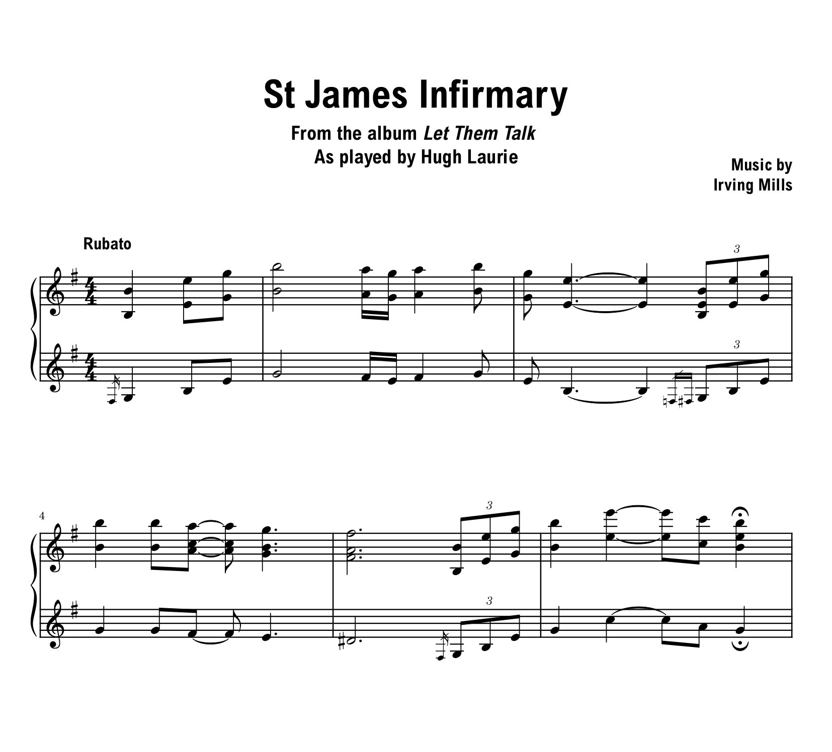 Hugh Laurie - St James Infirmary - Sheet music (PDF) product image (1)