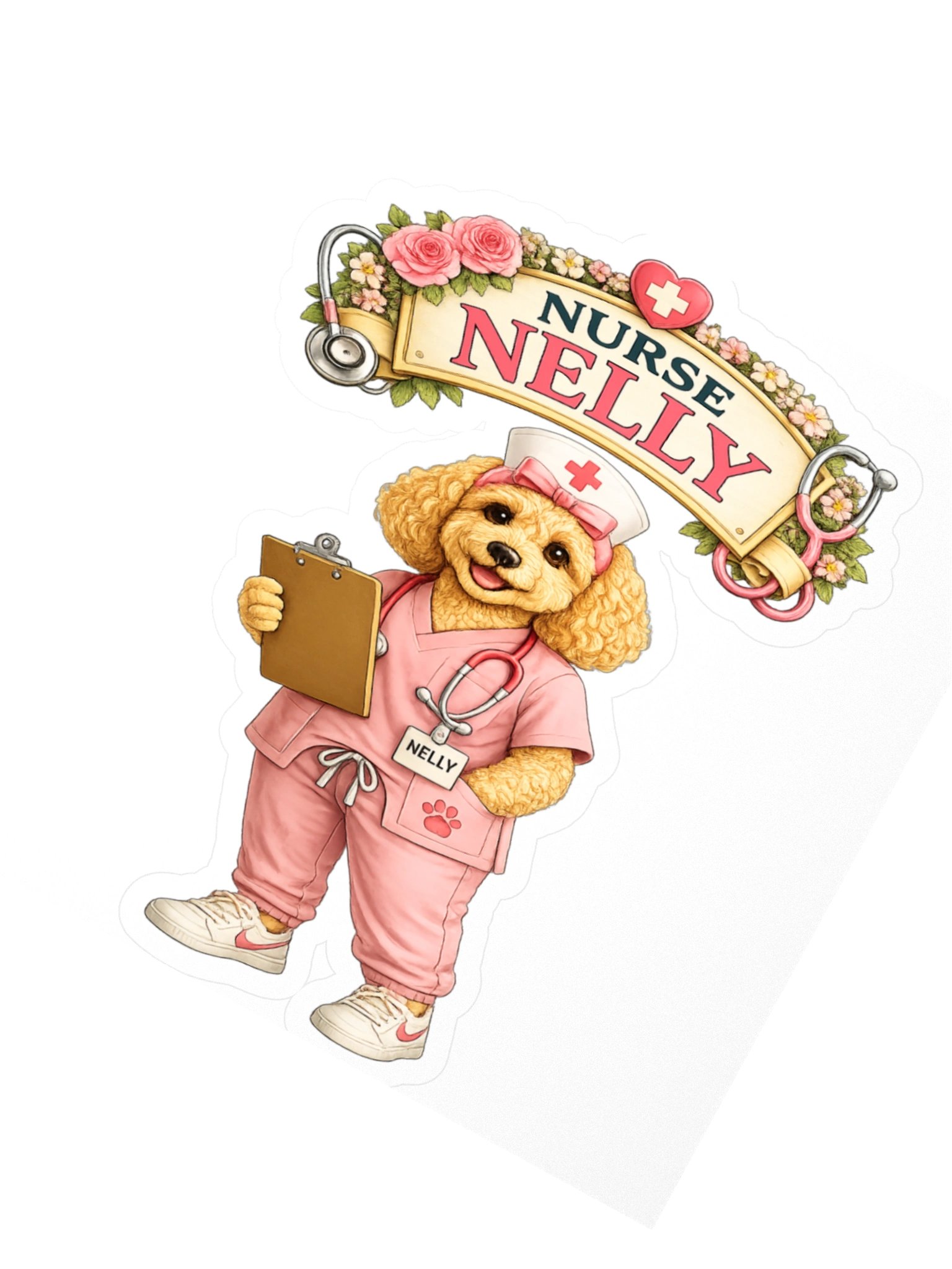 Nurse Nelly Dog Kiss Cut Sticker product image (2)