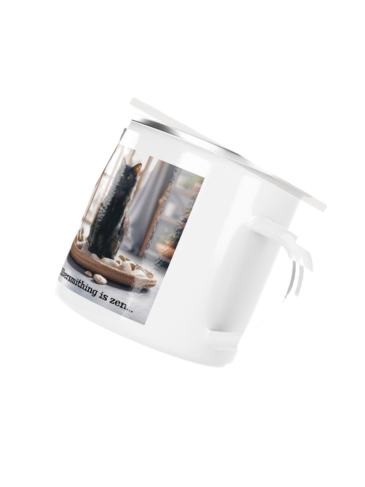 Silversmithing is zen… silver rim mug product image (3)