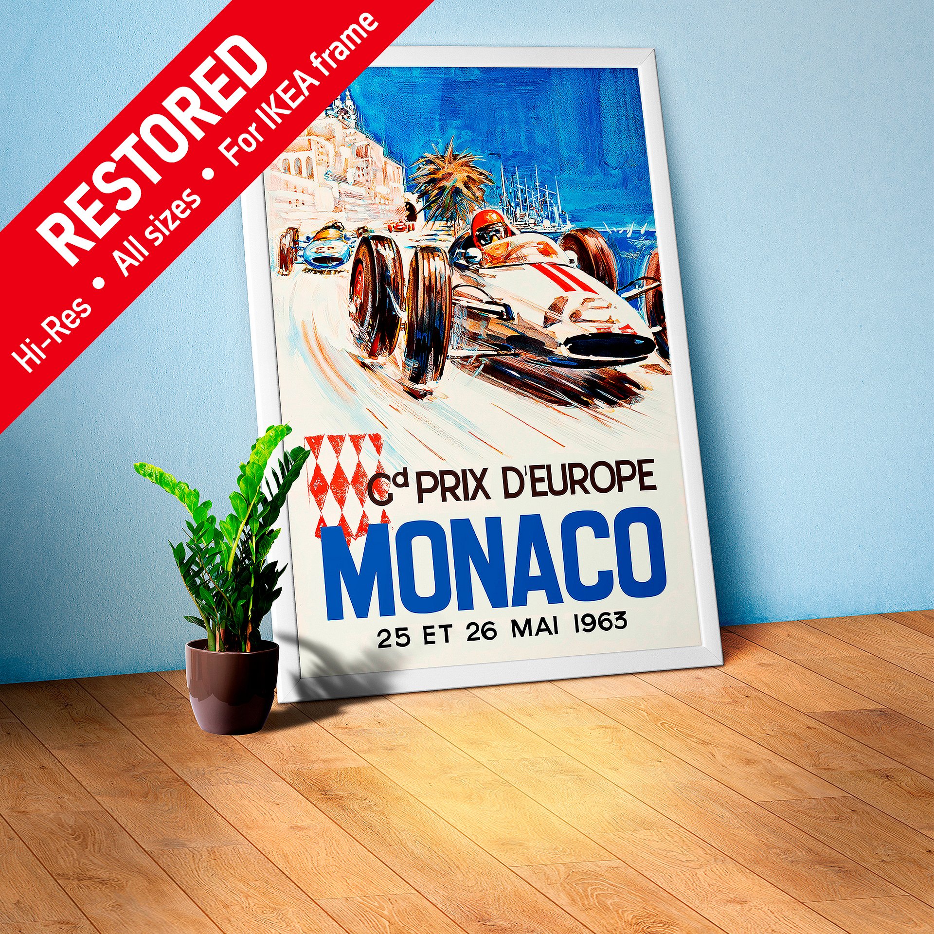 Monaco Vintage F1 Grand Prix, 1963 poster — Vintage Formula 1 poster, Monaco Grand Prix poster, retro travel poster product image (1)