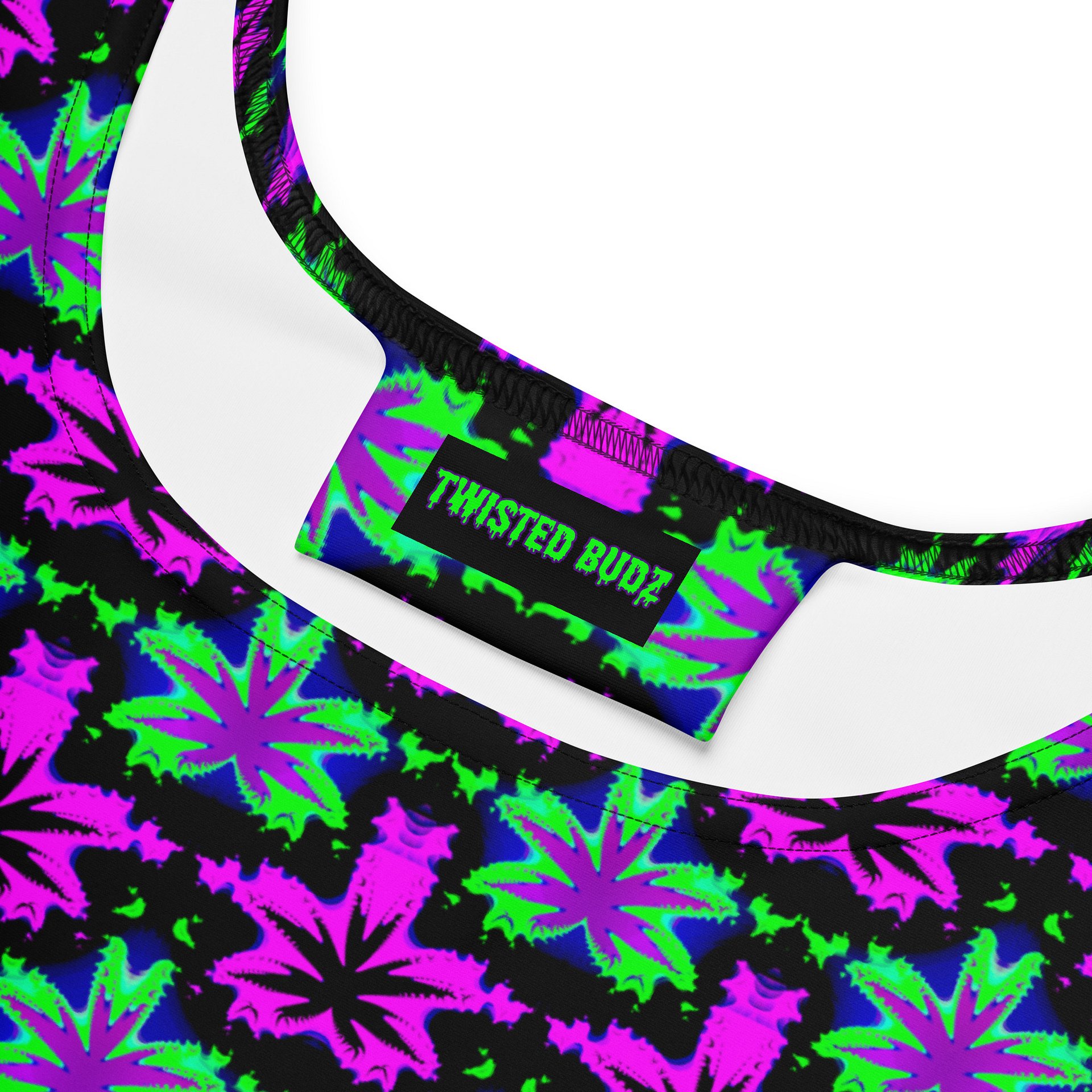 Weed Art Stoner Skater Dress, Neon Green Pink Purple Black Trippy Rave Cannabis Clothing, Pot Leaf Festival 420 Fashion product image (2)