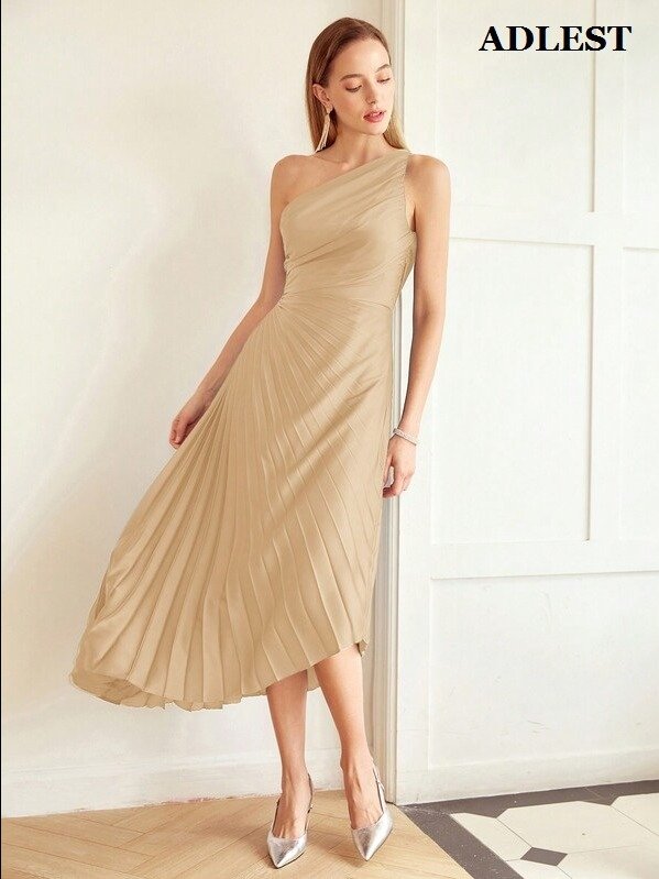 ADLEST | MOTF PREMIUM PLEATED ONE SHOULDER DRESS,HOLIDAY PARTY BIRTHDAY FORMAL EVENING OCCASSION product image (4)