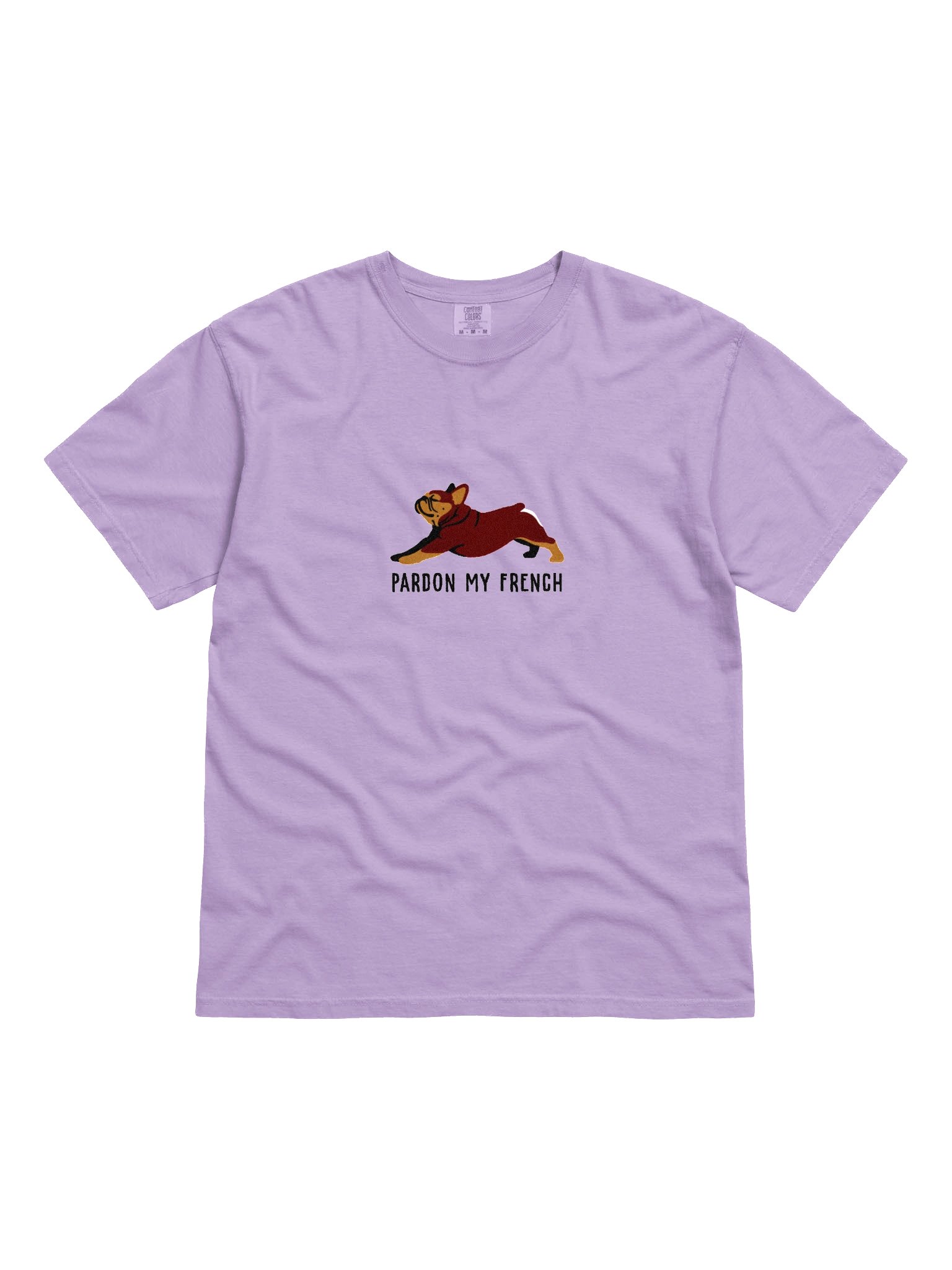 Pardon My French T-Shirt(Embroidered) of a French Bulldog(Red & Tan) product image (4)