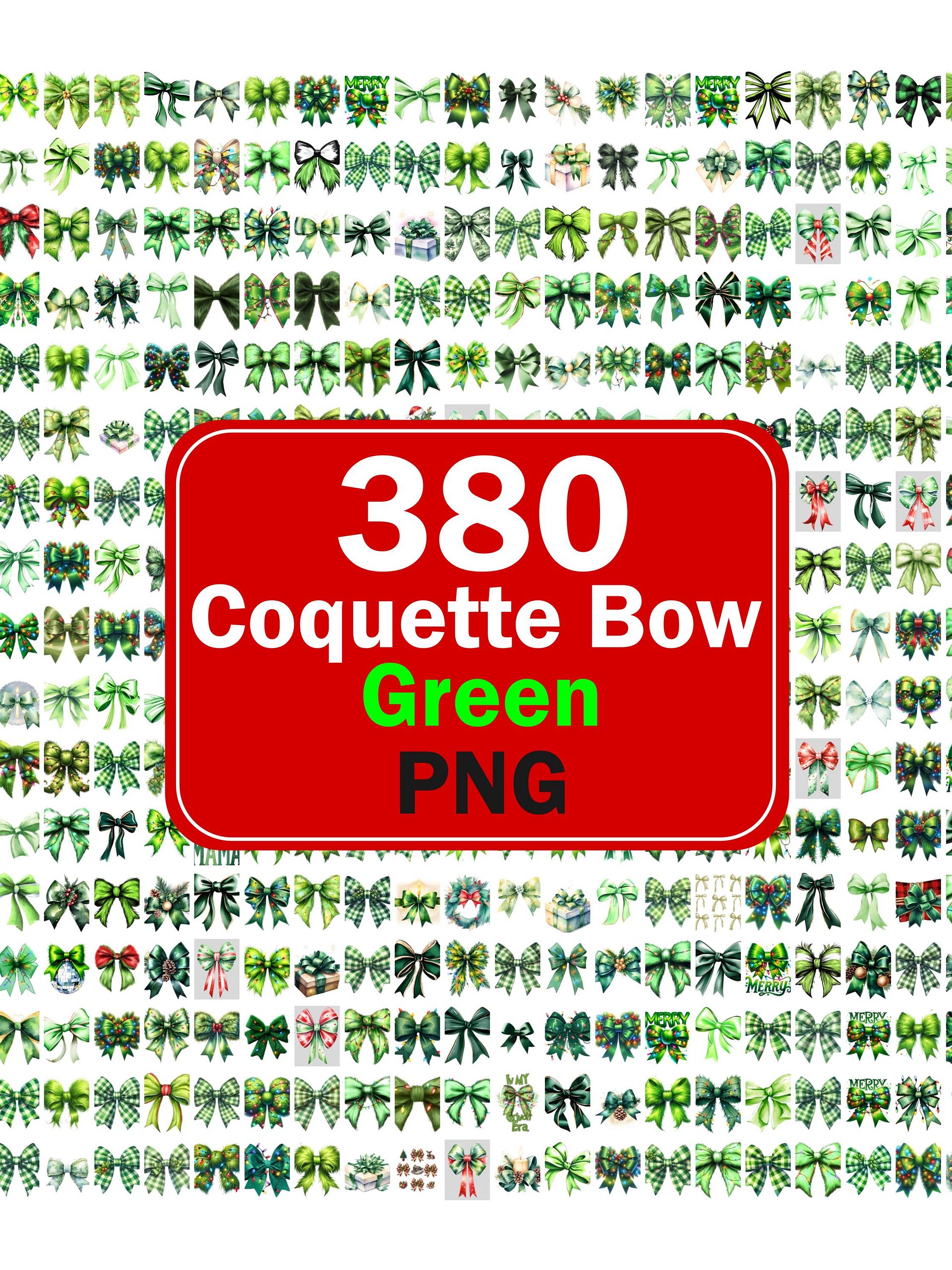 Green Coquette Bow Christmas with Grinch Png Bundle product image (1)