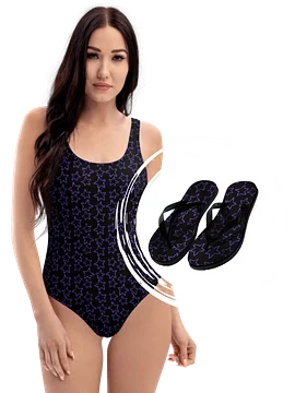 Midnight Stardust Summer Bundle – Swimsuit & Flip Flop Set