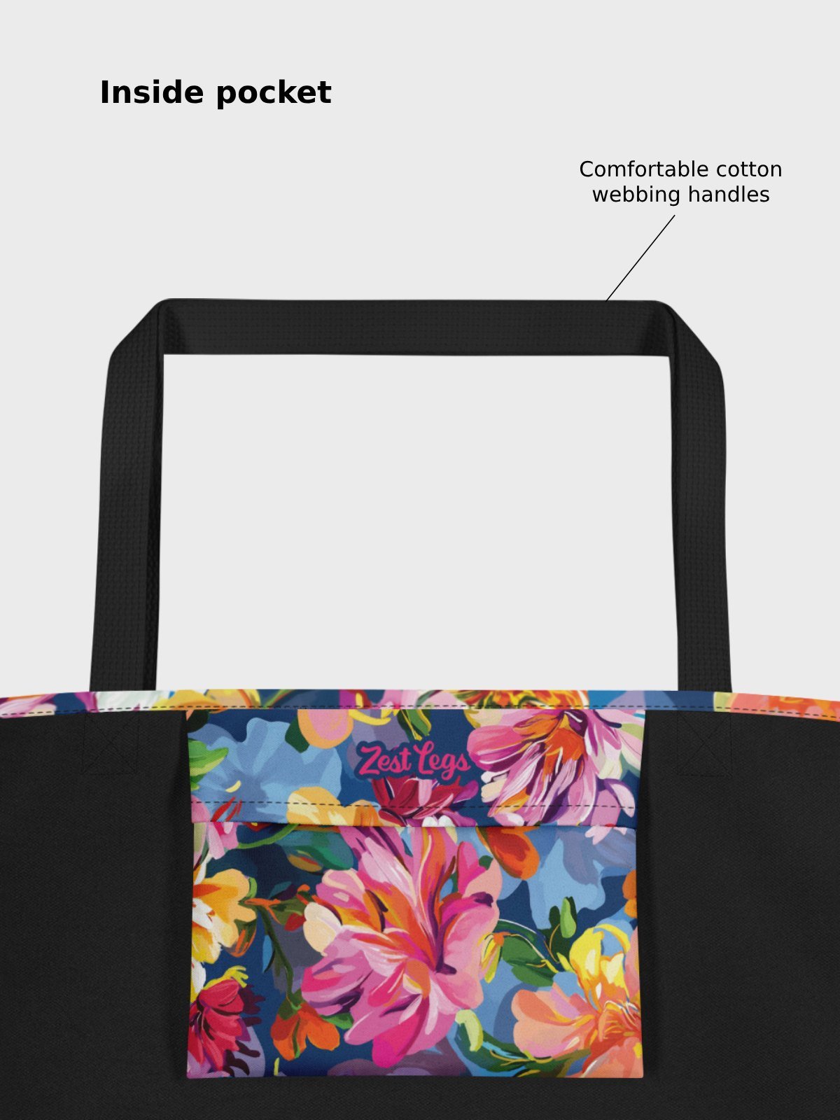 Large Tote Bag "Bold Abstract Florals" product image (4)