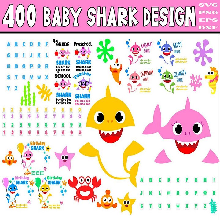 400+ Baby Shark SVG Bundle for Cricut | Baby Shark PNG DXF EPS | Baby Shark Clipart Instant Download product image (1)