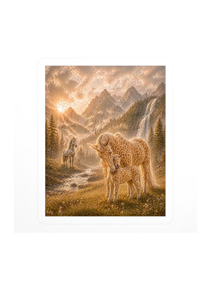 Golden Leopard Unicorns Mountain Sticker product image (1)