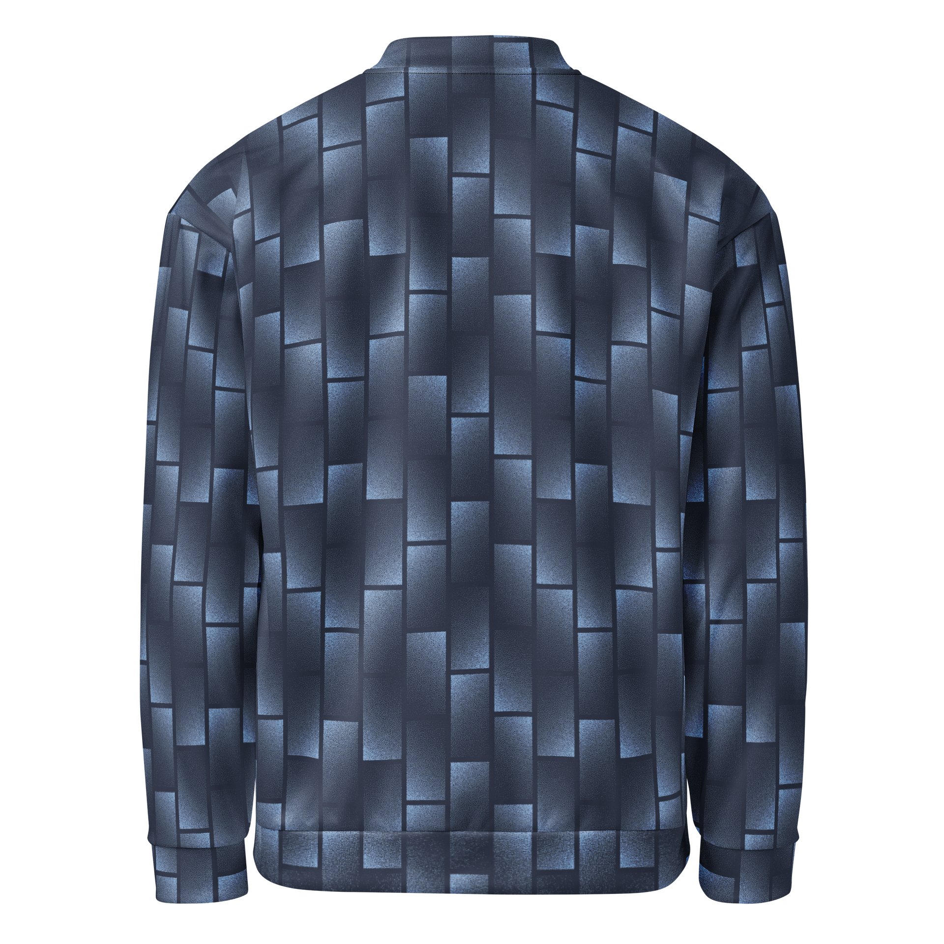 Comfortable Bomber Jacket with Bold Blue Geometry Print product image (2)