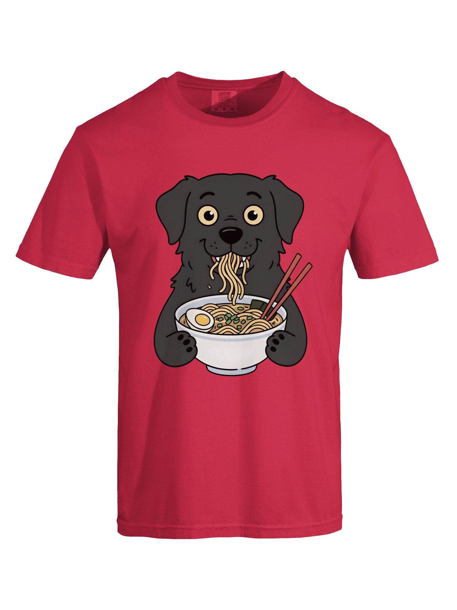 Cute Black Dog Eating Ramen Noodles T-Shirt product image (14)