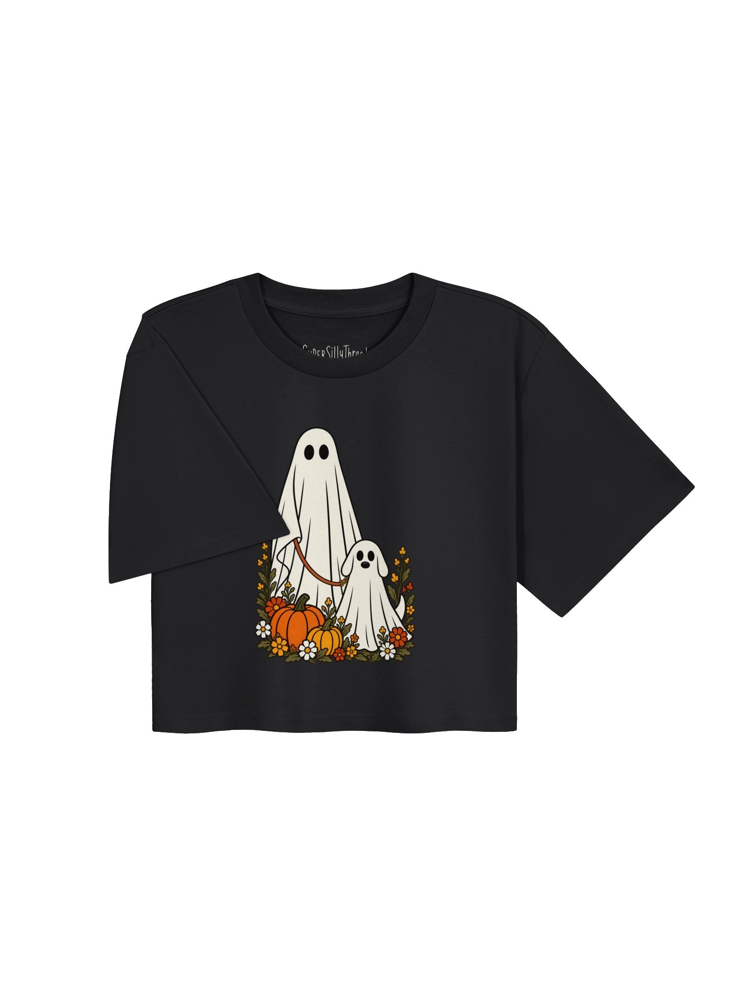 Ghost Dog Pumpkin Patch Halloween Crop Tee product image (3)
